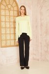 Sarı Pastel Salaş Asimetrik Pliseli Parmak Eldiven Detaylı Bluz