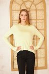Sarı Pastel Salaş Asimetrik Pliseli Parmak Eldiven Detaylı Bluz