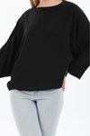 Siyah Ekstra Oversize Salaş Yarasa Kol Bluz