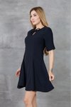 Siyah Mini Yazlık Kısa Kollu Volanlı Elbise