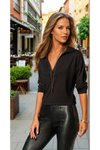 Siyah Uzun Kollu Polo Yaka Bluz