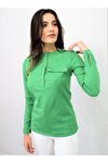Yeşil Uzun Kollu Apoletli Kaşkorse Bluz