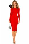 Kırmızı Midi Kalem Astarlı Elbise