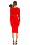 Kırmızı Midi Kalem Astarlı Elbise