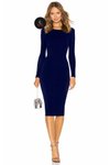 Lacivert Midi Kalem Astarlı Elbise