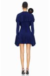 Lacivert Mini Volanlı Detaylı Abiye Elbise