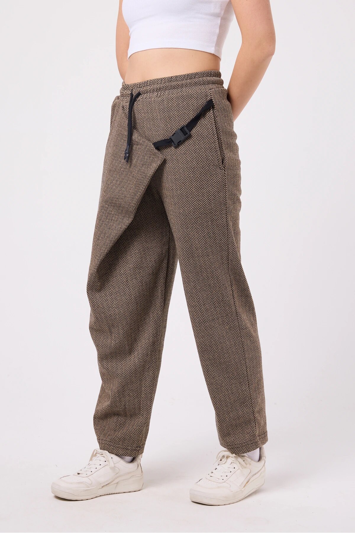 Baggy Belted Pants - Beige - MEXICO SUPERBLUE