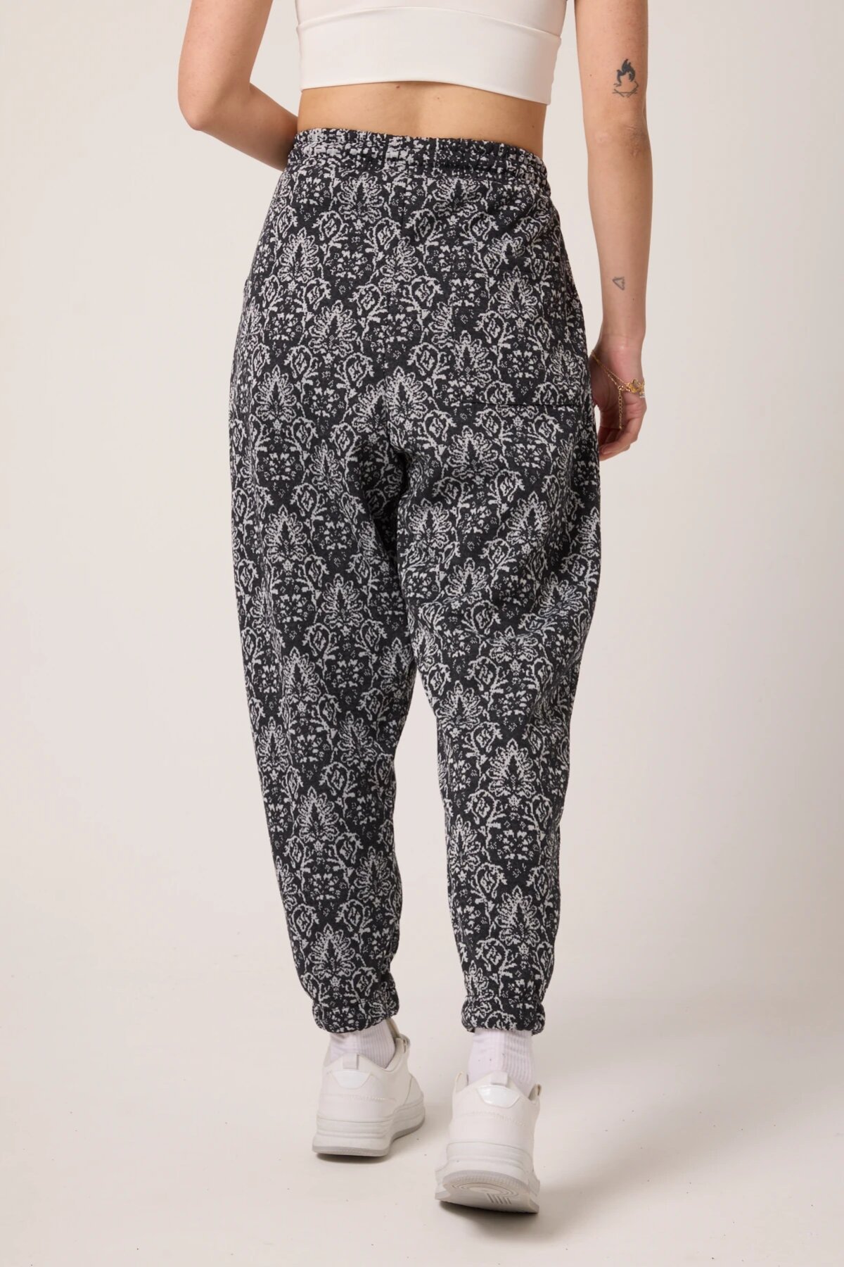 Street Style Sporty Harem Patterned Jacquard Pants - Grey - MEXICO SUPERBLUE
