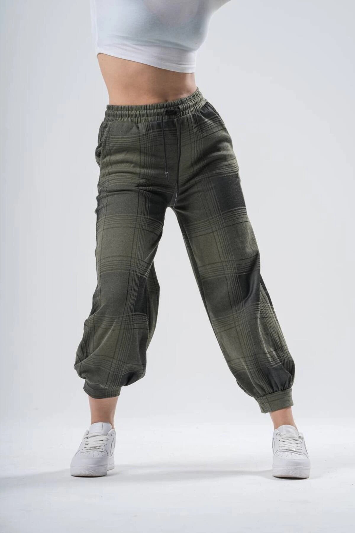 Jogger Plaid Elasticated Pants - Khaki - MEXICO SUPERBLUE