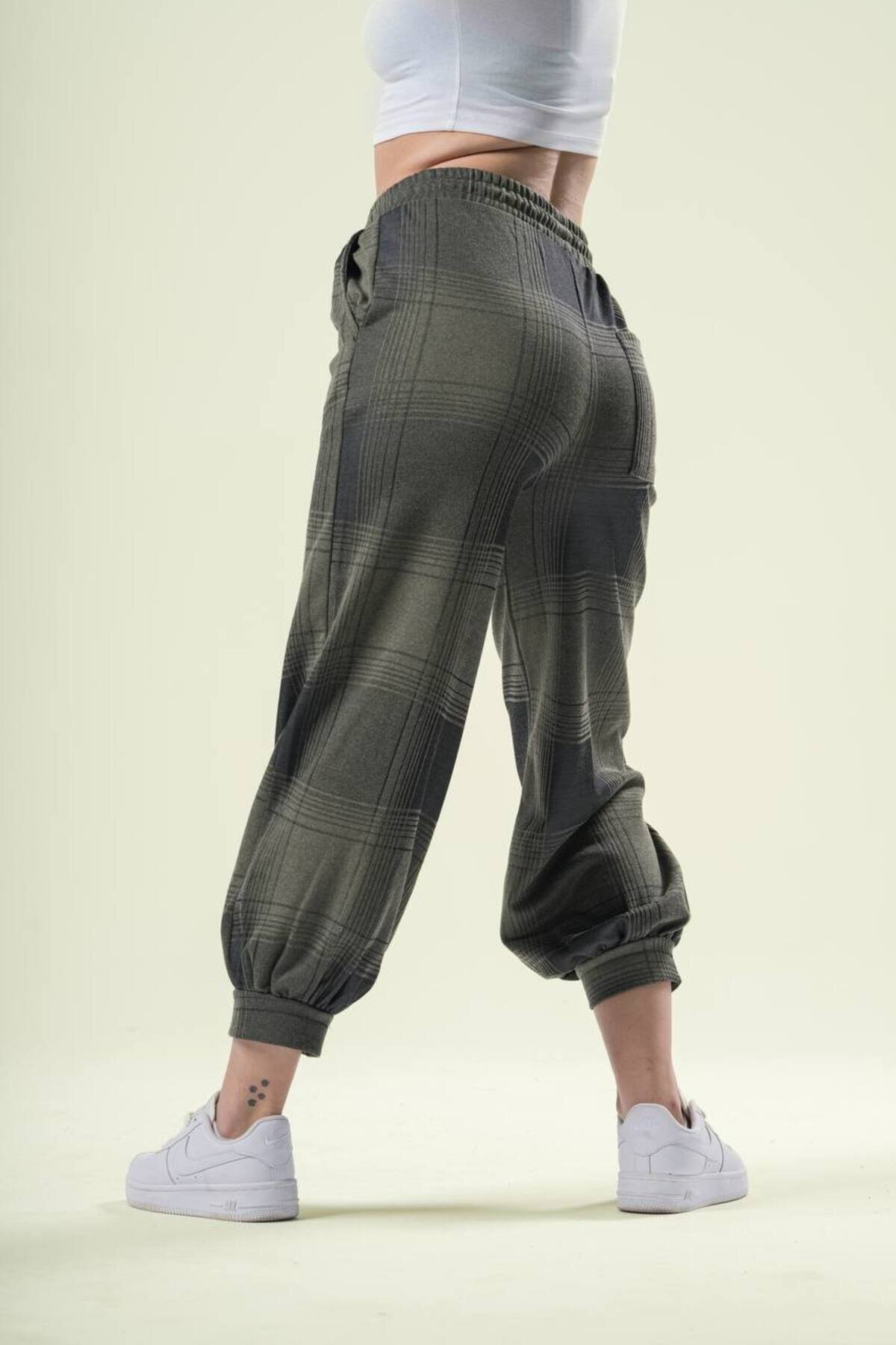 Jogger Plaid Elasticated Pants - Khaki - MEXICO SUPERBLUE
