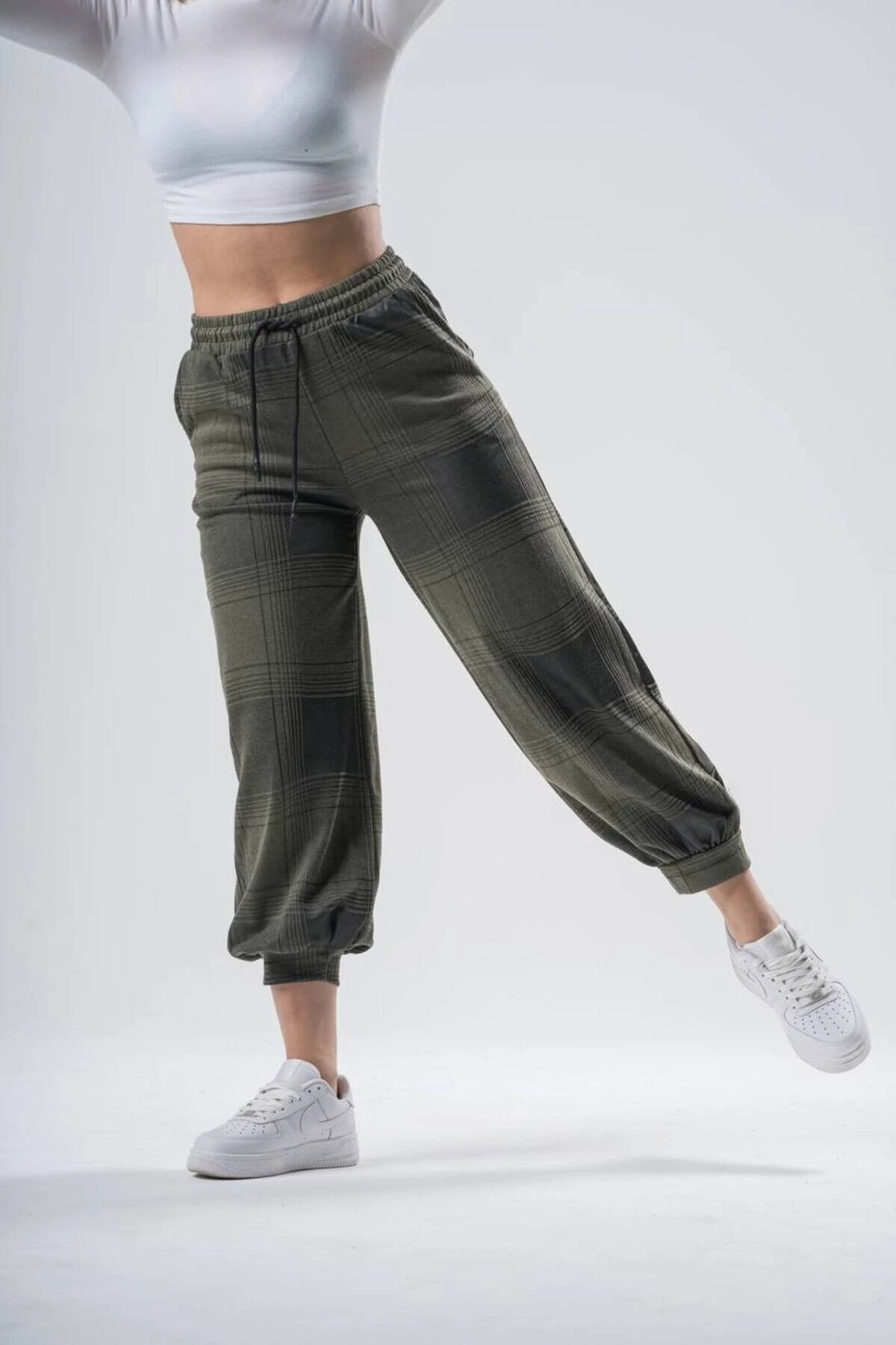 Jogger Plaid Elasticated Pants - Khaki - MEXICO SUPERBLUE
