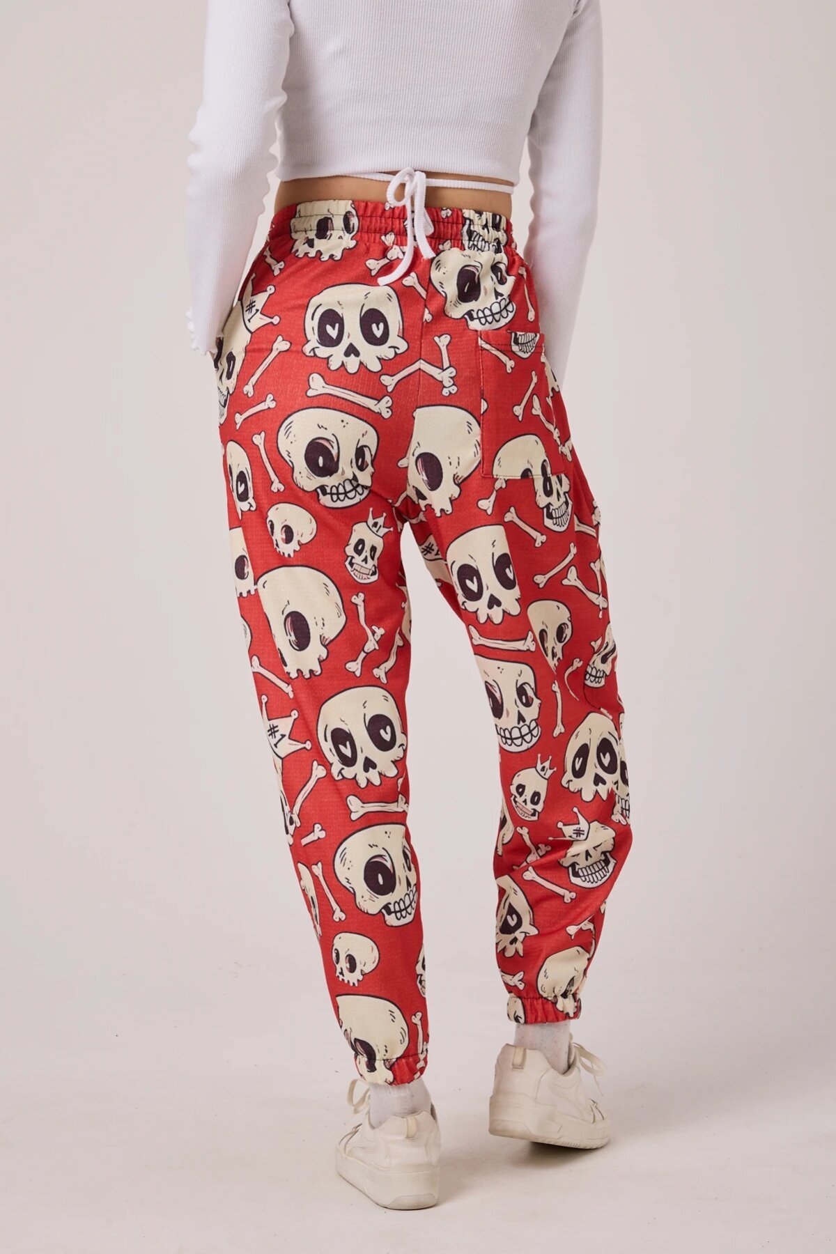Street Style Sporty Harem Printed Seersucker Pants - Red - MEXICO SUPERBLUE