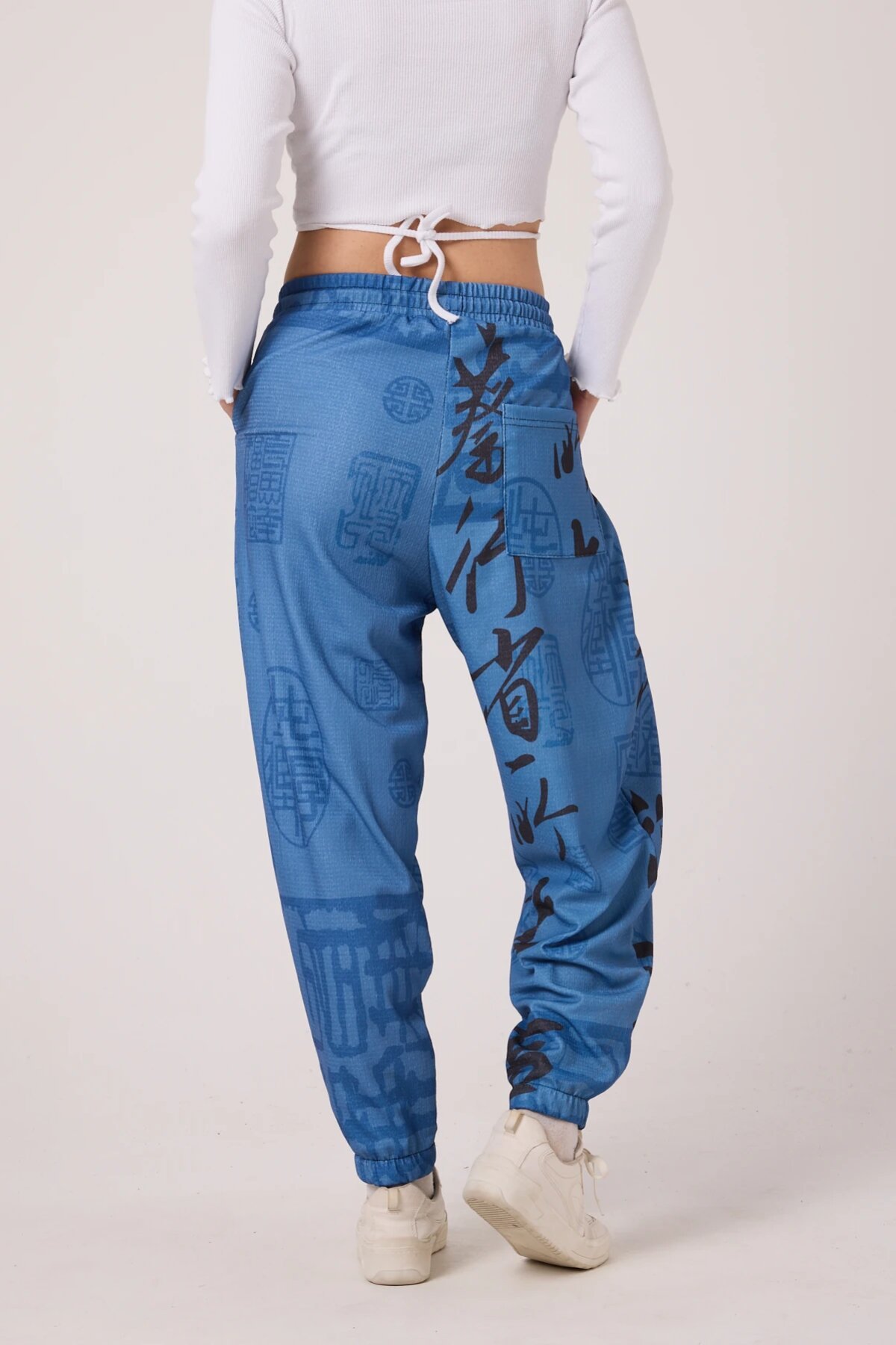 Street Style Printed Crinkle Harem Pants - Blue - MEXICO SUPERBLUE