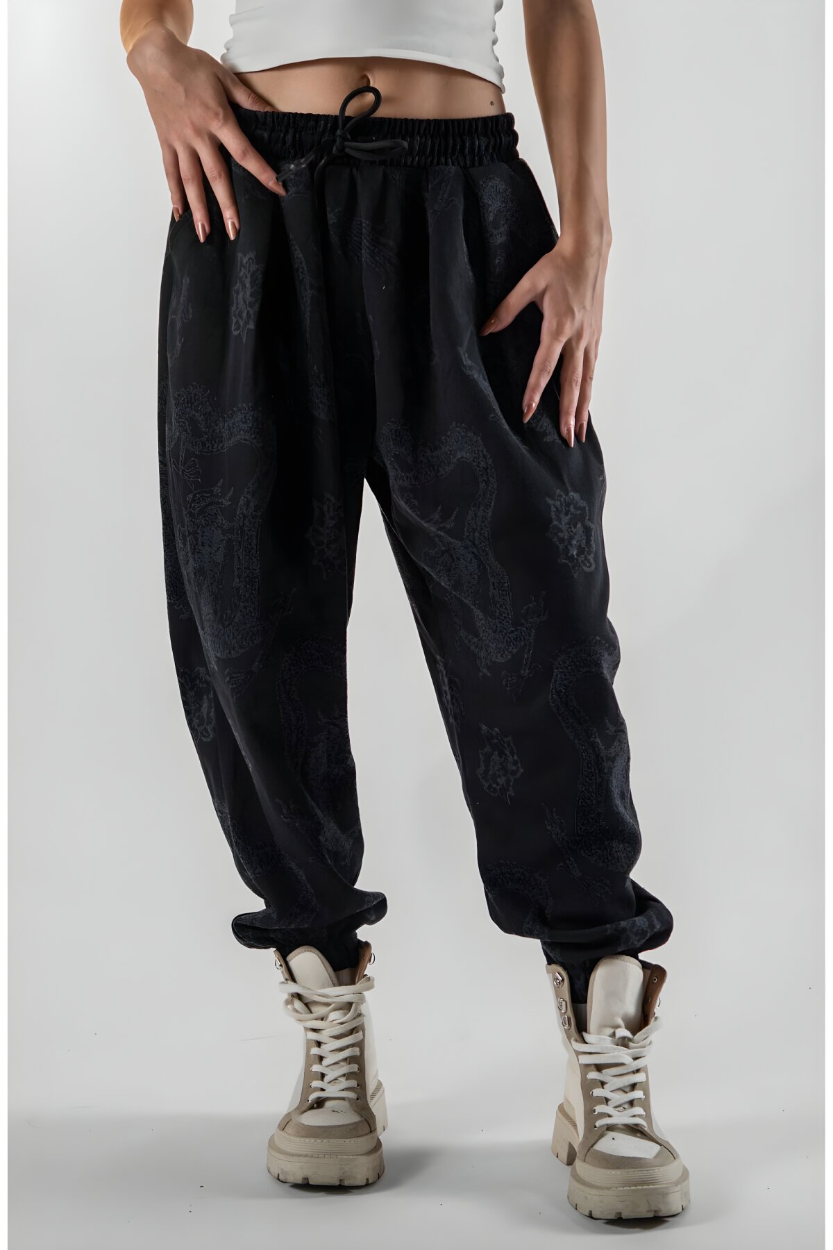 بنطلون شروال أسود جاكار بكسرات - MEXICO SUPERBLUE