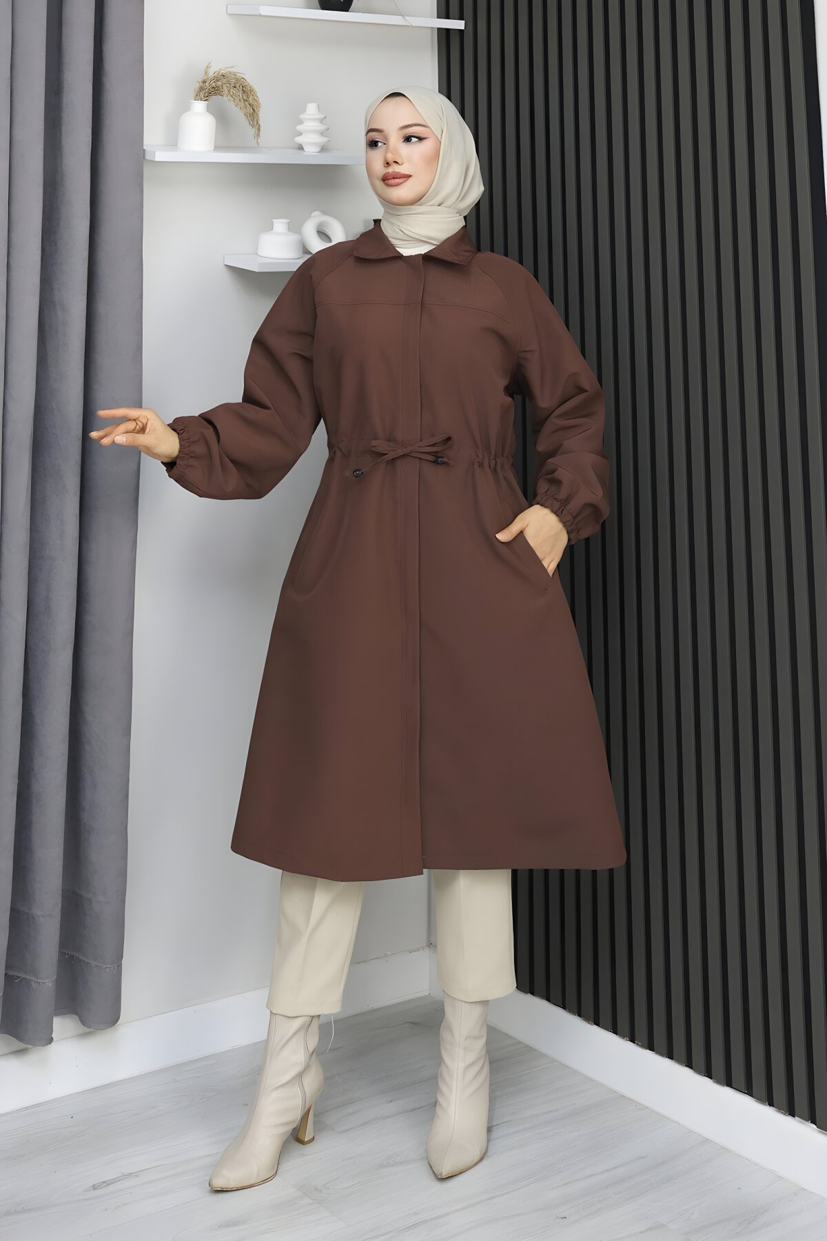 معطف ترنش ميردم بفتحة أزرار مخفية - Misskayle