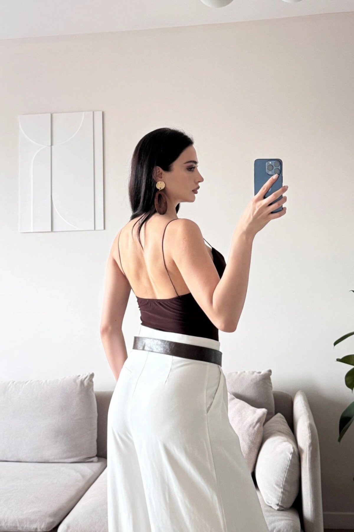 Basic Strappy Bodysuit - Brown - MOZENA