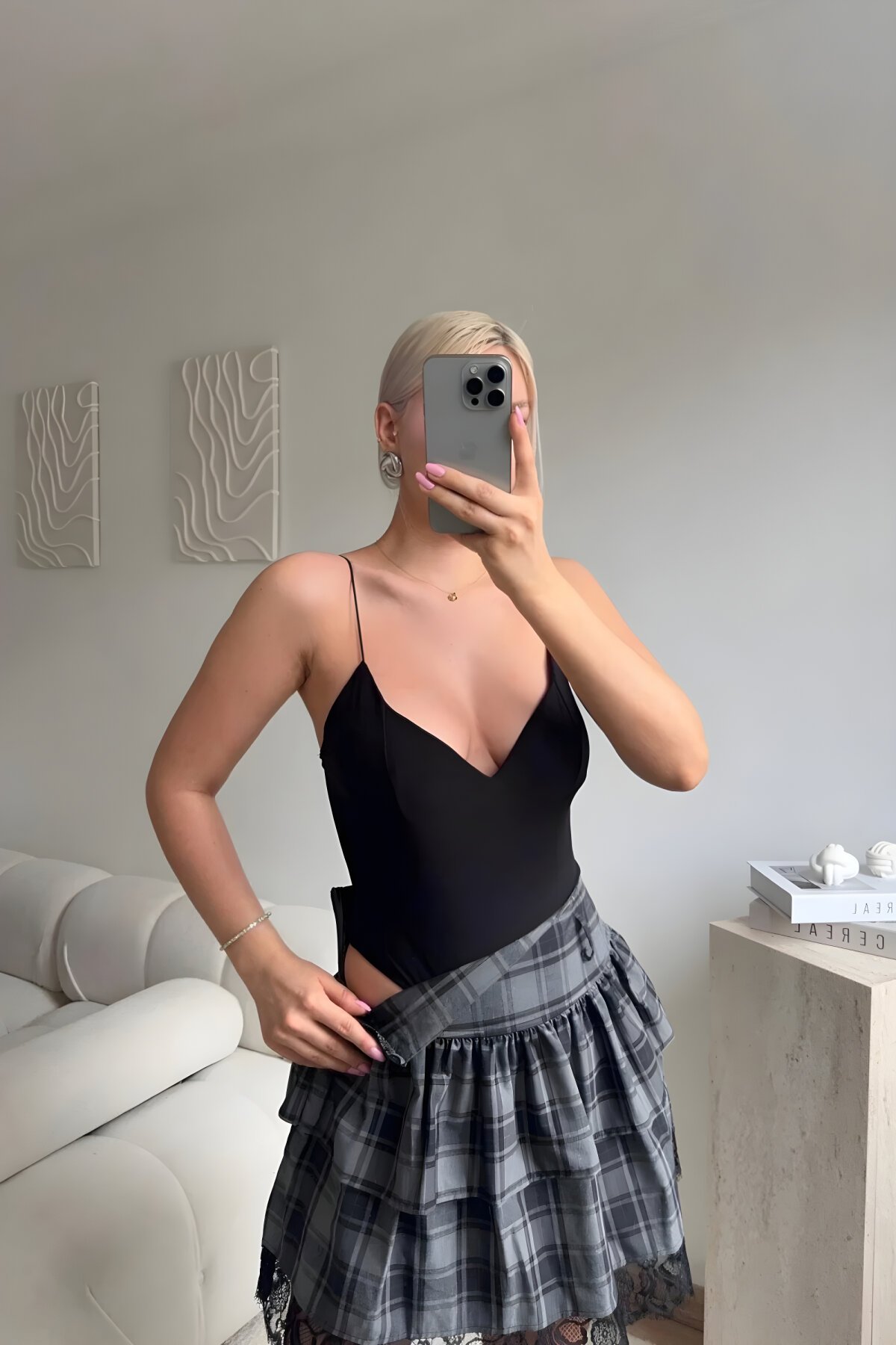 Basic Spaghetti Strap Bodysuit - Black - MOZENA