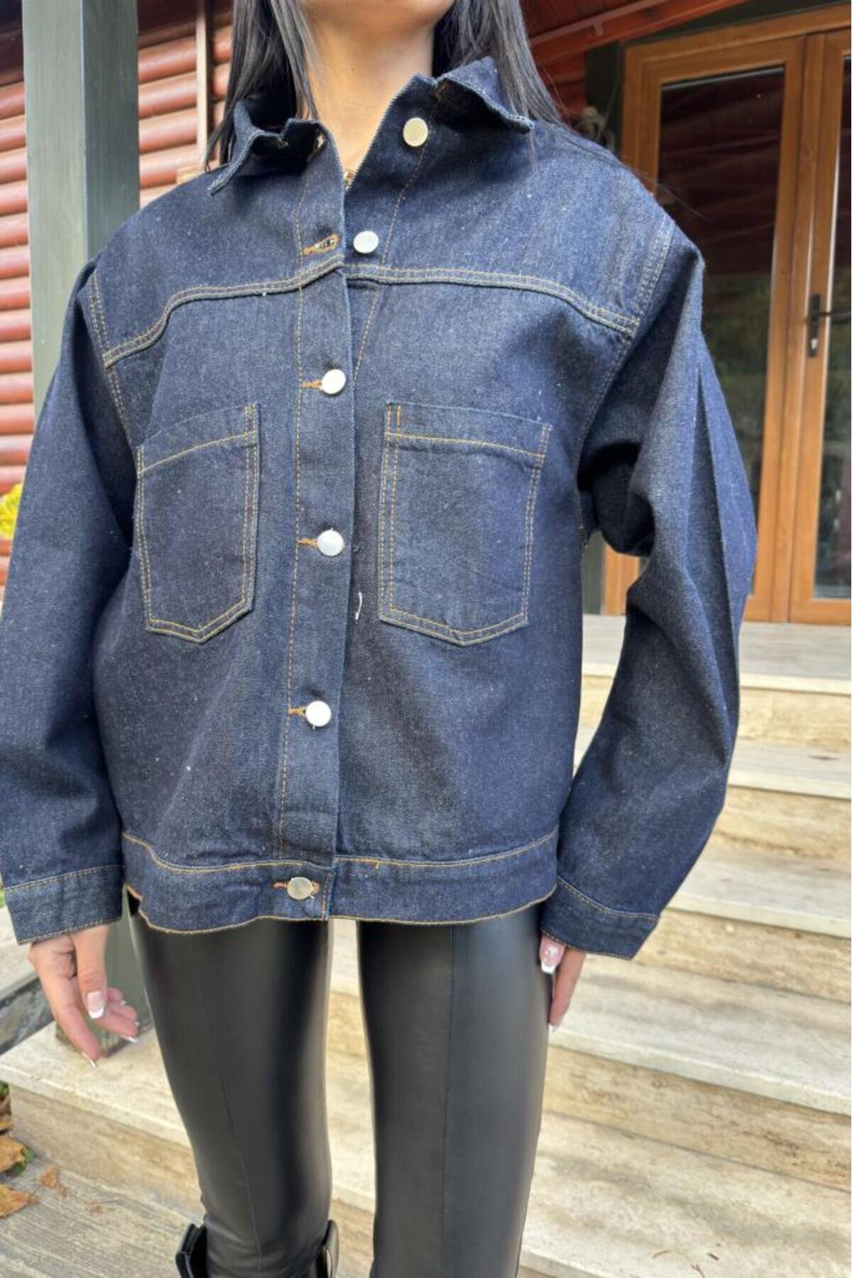 Denim Jacket - Navy Blue - Pasaklı Giyim