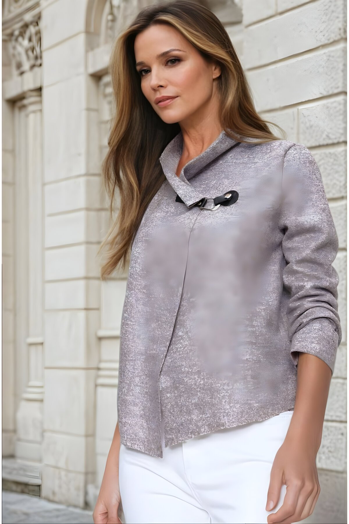 Long Sleeve Soft Laser Cut Belted Jacket - Powder - Pasaklı Giyim