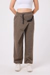Bej Baggy Kuşaklı Pantolon