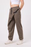 Bej Baggy Kuşaklı Pantolon