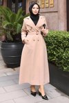 Buttoned Belted Trench Coat - Mink