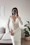 V-Neck Lace Bodysuit - White