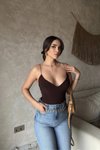 Kahverengi İp Askılı Bodysuit