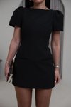Siyah Balon Kol Mini Cep Detaylı Elbise