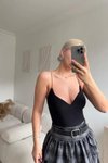 Siyah Basic İp Askılı Body