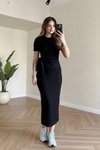 Siyah Midi Yan Yırtmaçlı Elbise