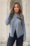 Long-Sleeve Soft Laser-Cut Buckle Jacket - Grey