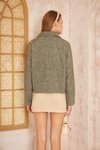 Haki Yeşil Kendinden Dokulu Fitilli Rahat Kalıp Kaşe Ceket