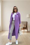 Long Extra Oversized Belted Trench Coat - Purple