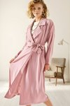 Long Oversized Belted Trench Coat - Pink
