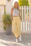 Relaxed Fit Muslin Pants - Yellow