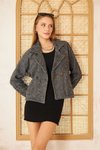 Siyah Antrasit Fitilli Rahat Kalıp Kaşe Ceket