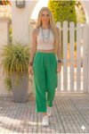 Relaxed Fit Muslin Pocketed Pants - Green