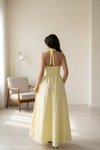 Sarı Askılı Uzun Sırt Dekolteli Korse Detaylı Elbise