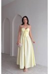 Sarı Askılı Uzun Sırt Dekolteli Korse Detaylı Elbise