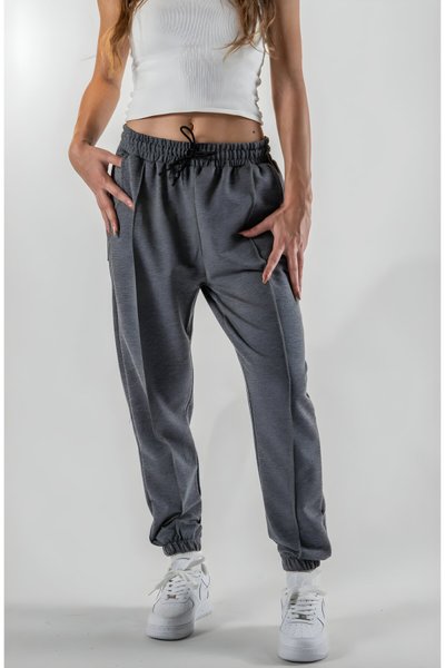 Jogger Elasticated Hem Pants - Smoked Gray