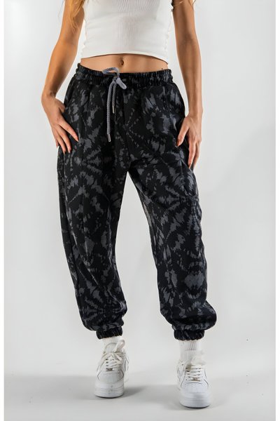 بنطلون جوغر أسود جاكار بكسرة