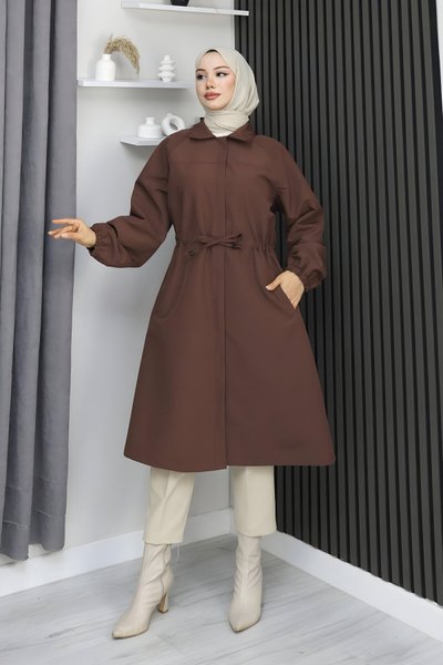 معطف ترنش م يردم بفتحة أزرار مخفية