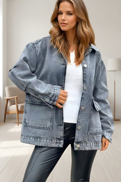 Oversize Denim Jacket - Grey