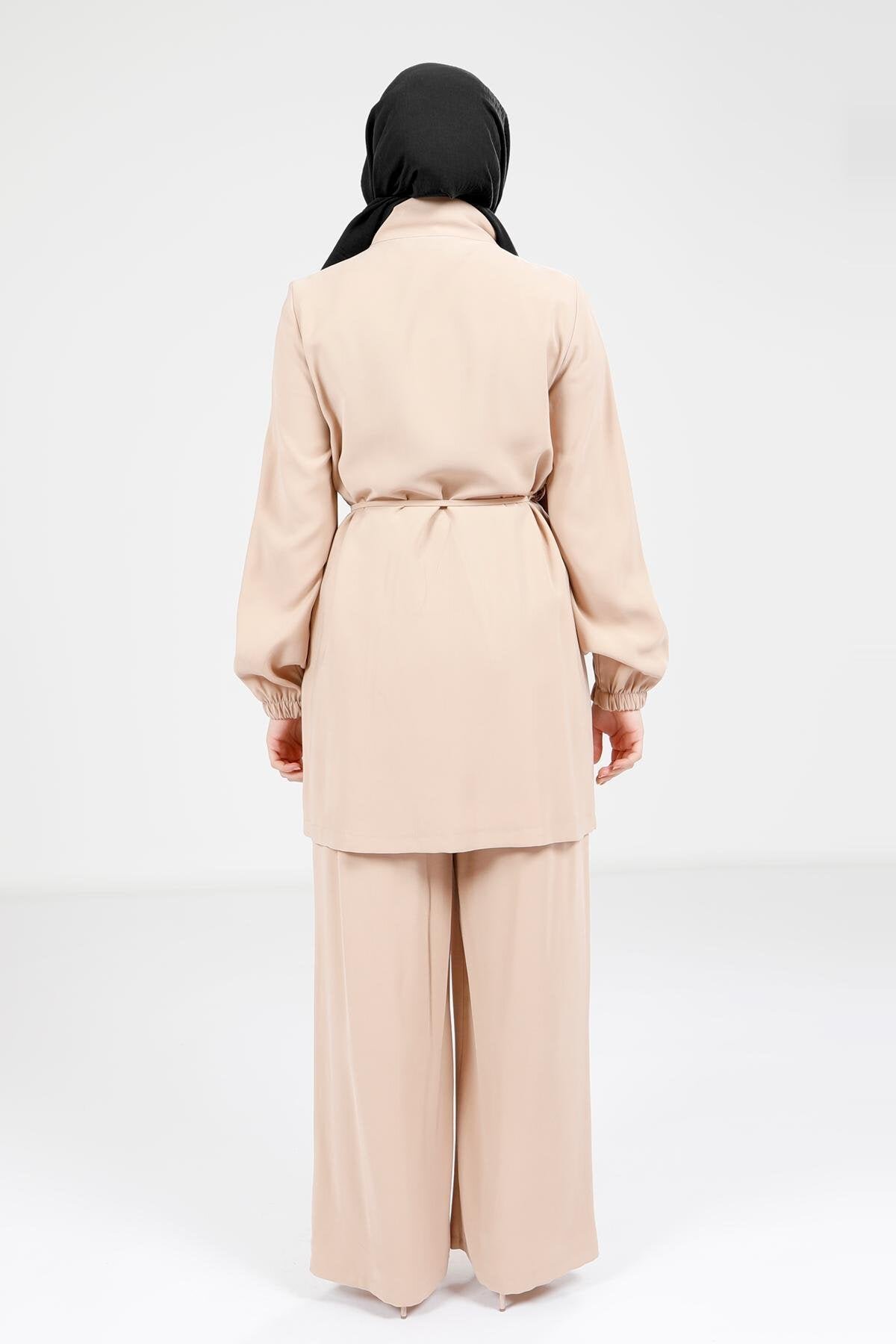 Beige Modest Jacket and Pants Set - Beyza