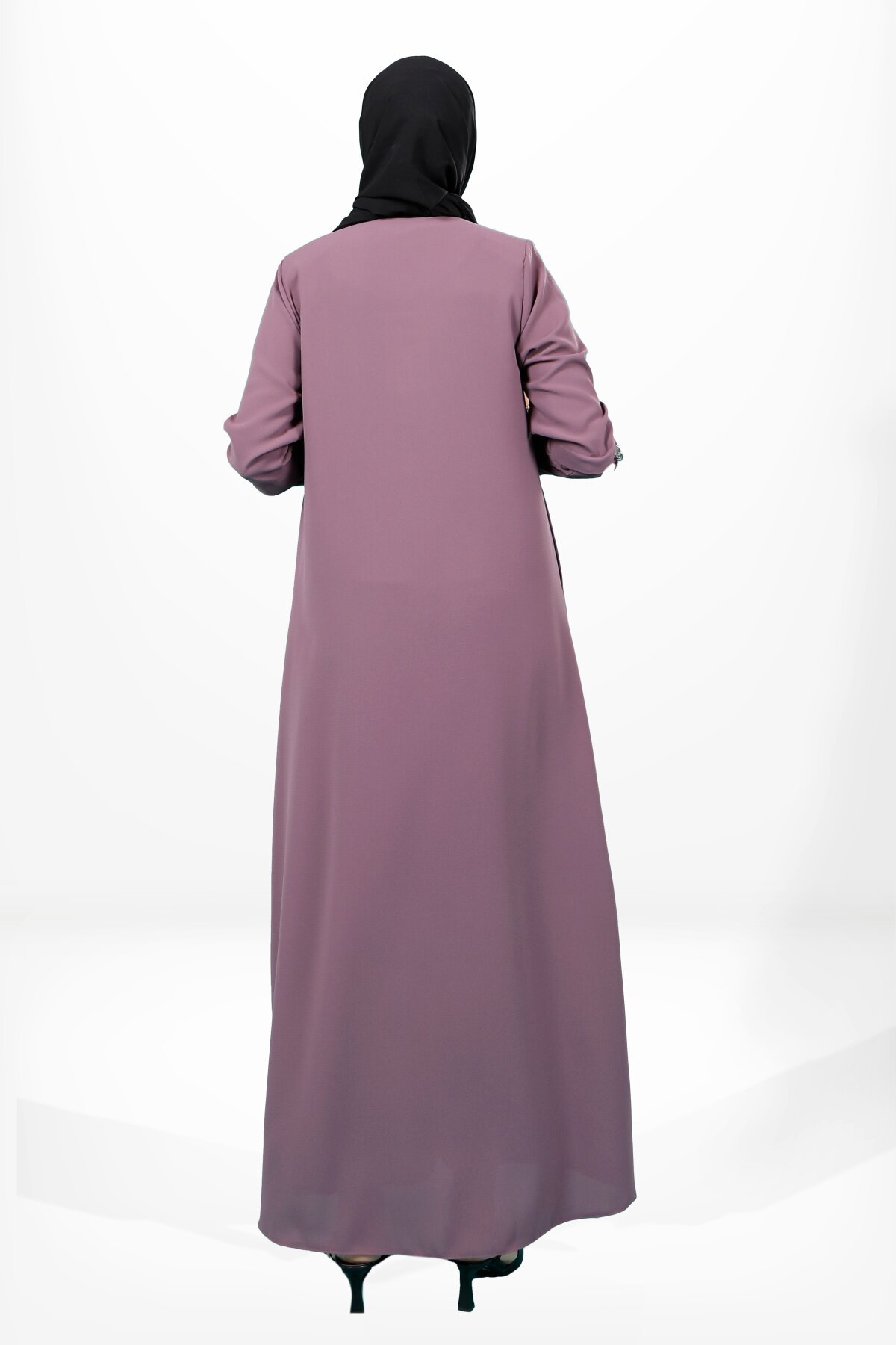 Pintuck Zipped Abaya - Dried Rose - Beyza