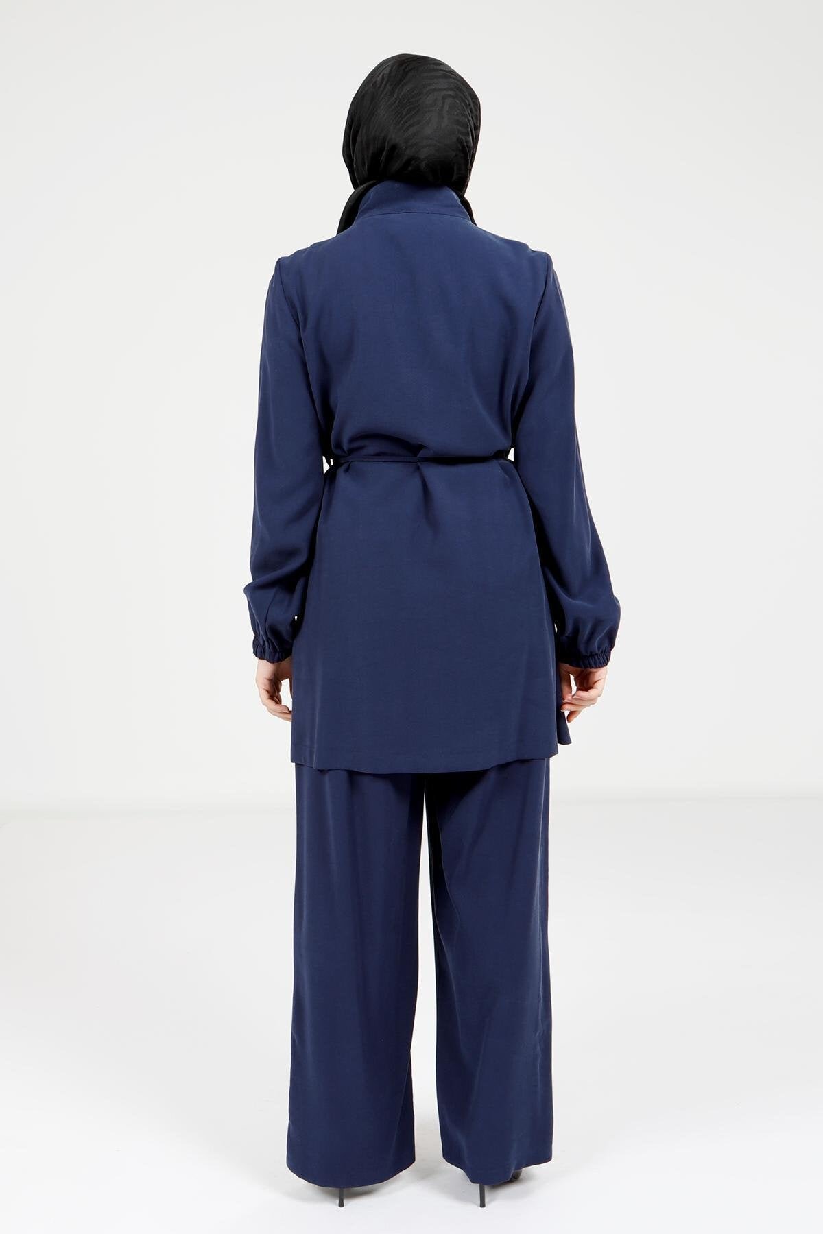 Modest Jacket and Pants Set - Navy Blue - Beyza