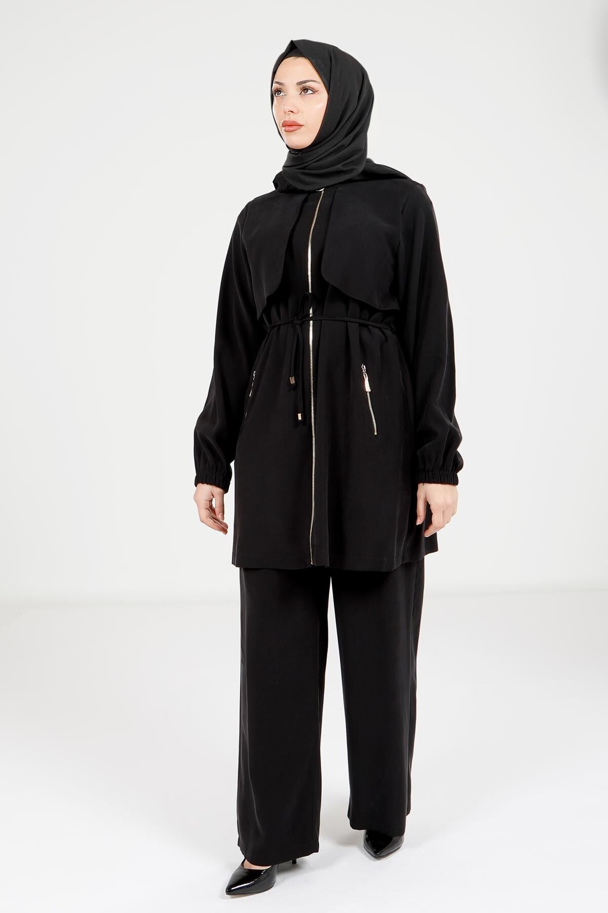 Two-Piece Modest Set - Black - Beyza