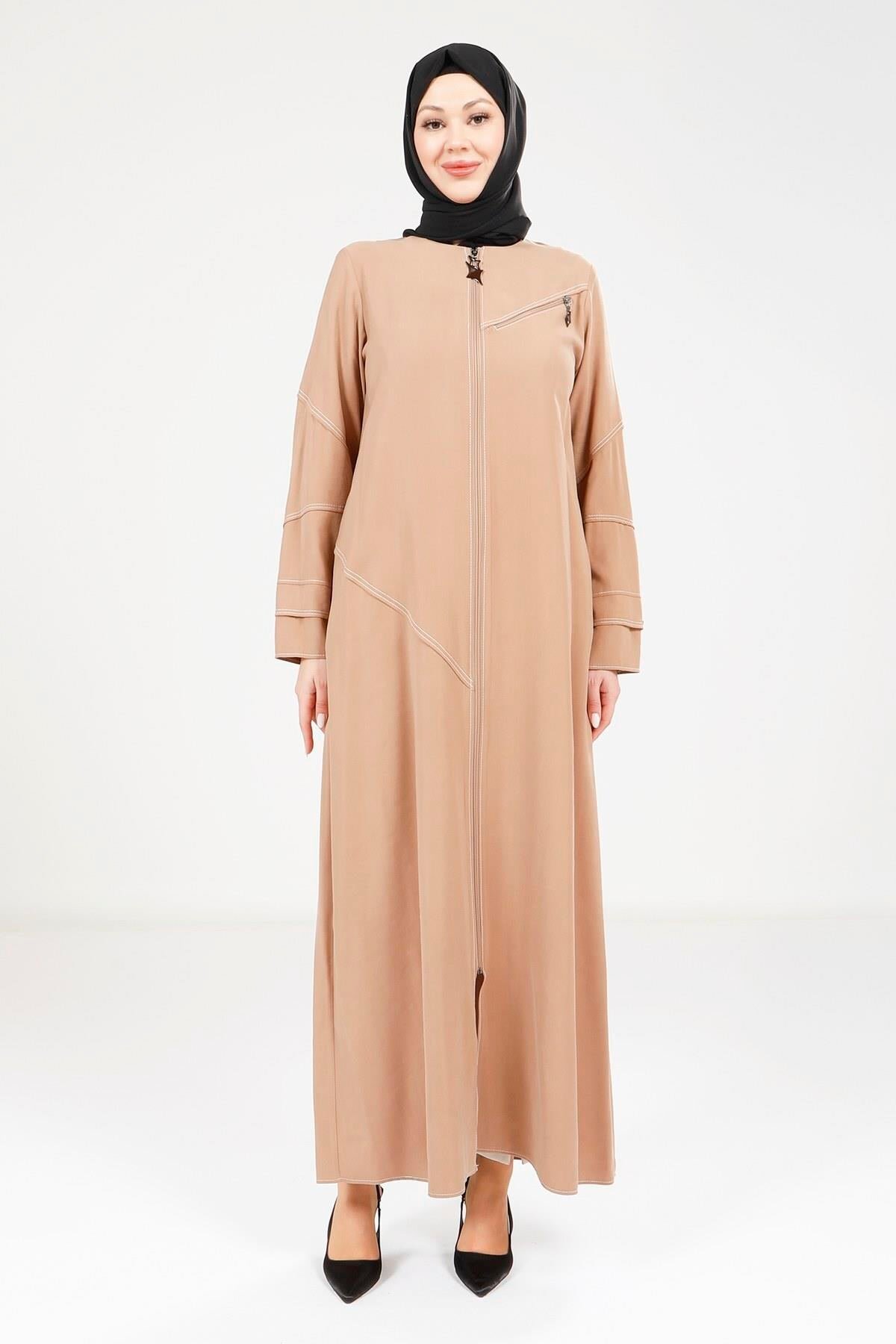 Sporty Stitched Abaya - Mink - Beyza