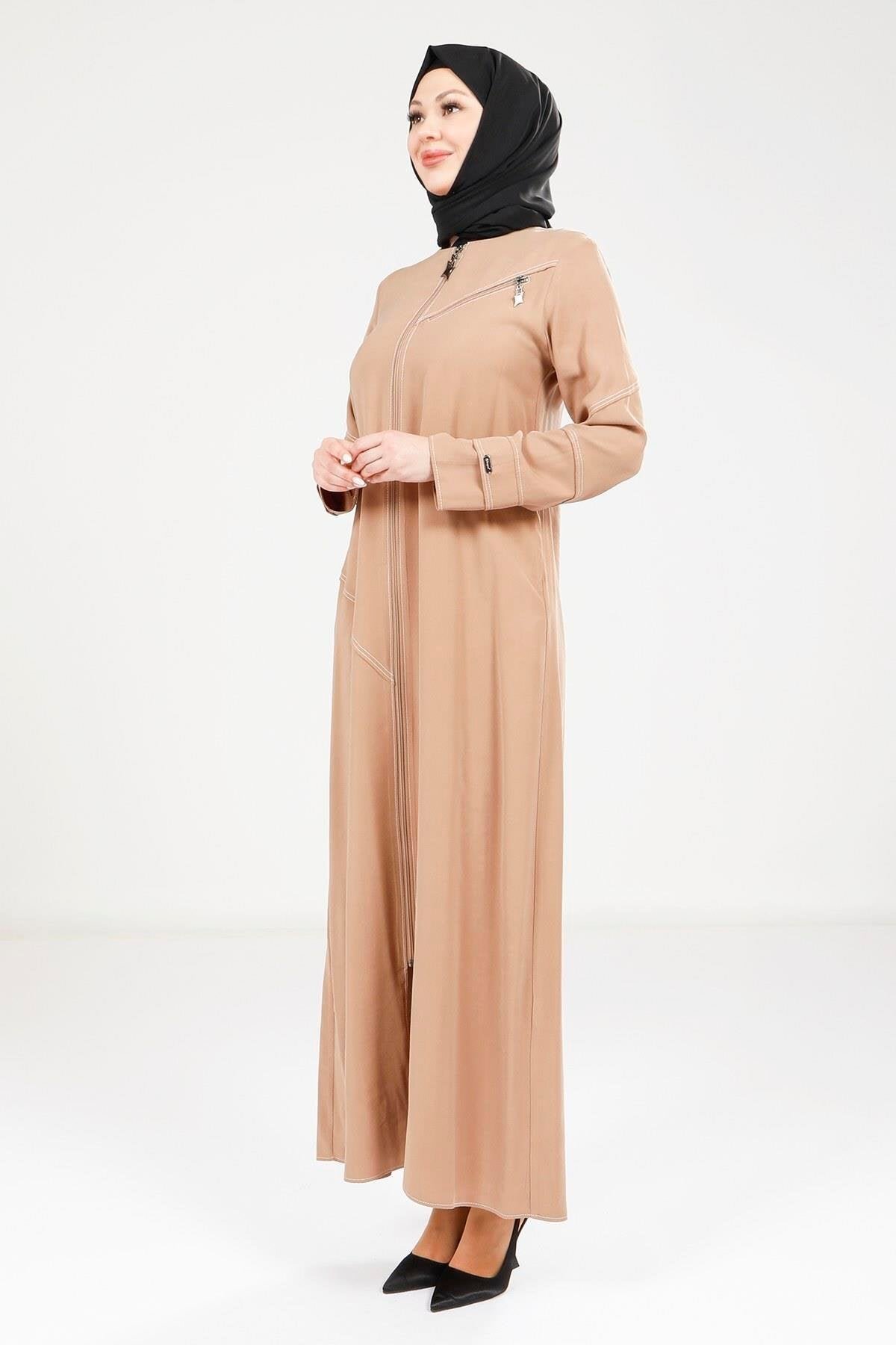 Sporty Stitched Abaya - Mink - Beyza